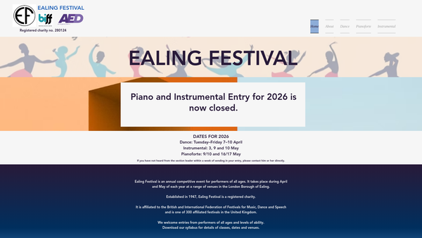 Screenshot of the Ealing Festival website
