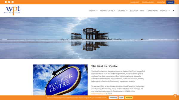 Screenshot of the The Brighton West Pier Trust website