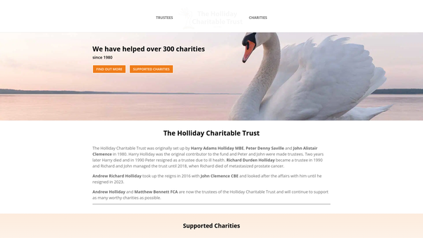 Screenshot of the Holliday Charitable Trust website
