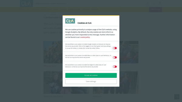 Screenshot of the Cla Charitable Trust website