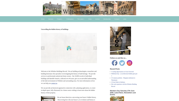 Screenshot of the Wiltshire Buildings Record website