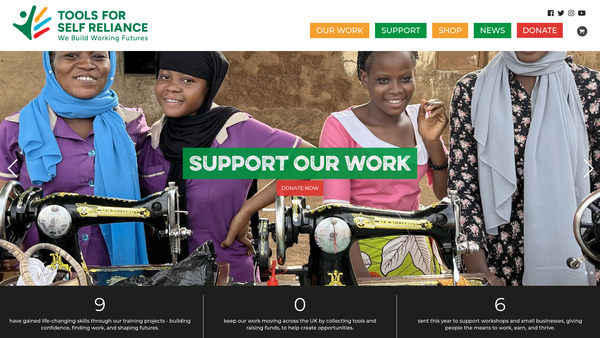 Screenshot of the Tools For Self Reliance website