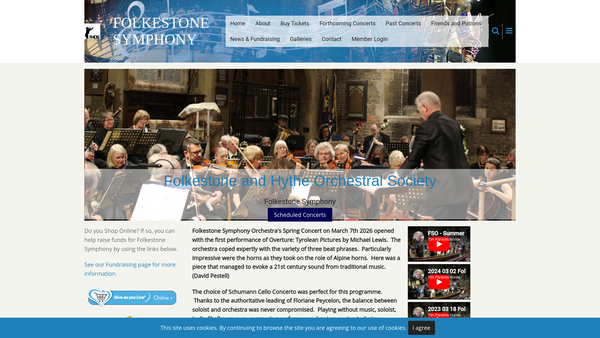 Screenshot of the Folkestone And Hythe Orchestral Society website