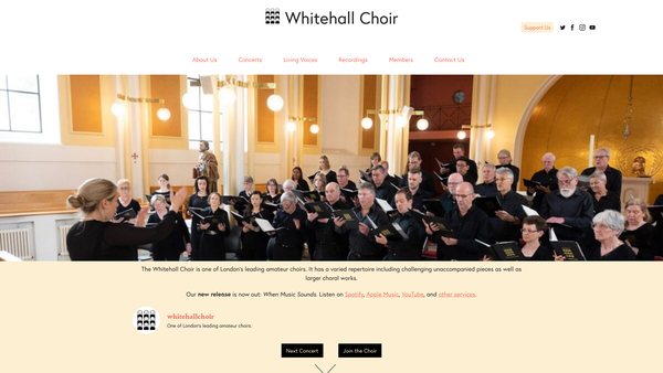 Screenshot of the The Whitehall Choir website