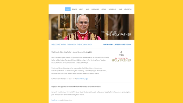 Screenshot of the The Friends Of The Holy Father website