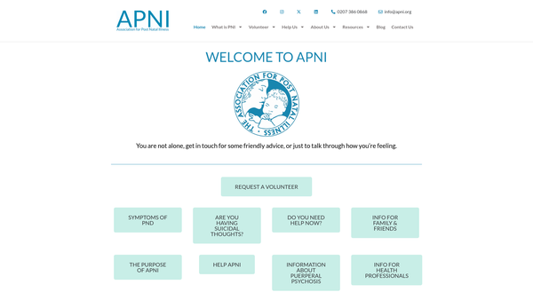Screenshot of the The Association For Post-Natal Illness website