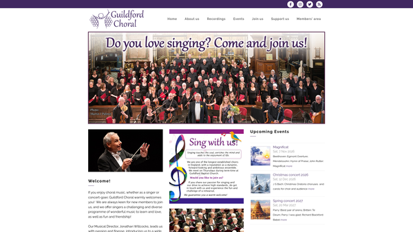 Screenshot of the Guildford Choral Society website