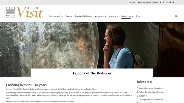 Screenshot of the Friends Of The Bodleian website