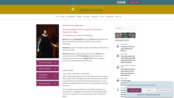 Screenshot of the The Francis Bacon Research Trust website