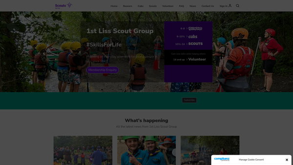 Screenshot of the 1st Liss Scouts website
