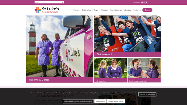 Screenshot of the St Luke's Hospice Plymouth website