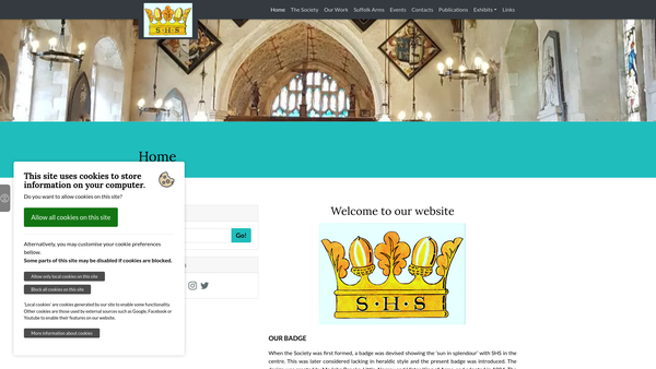 Screenshot of the The Suffolk Heraldry Society website