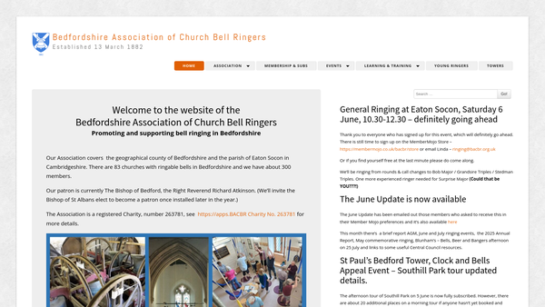 Screenshot of the Biggleswade District Belfry Repair Fund website