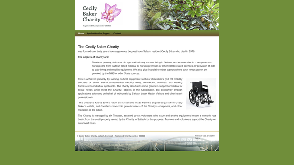 Screenshot of the Cecily Baker Charity website