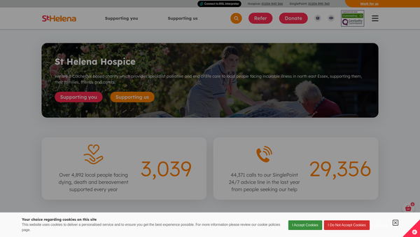 Screenshot of the St Helena Hospice Limited website