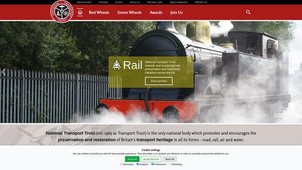 Screenshot of the National Transport Trust website