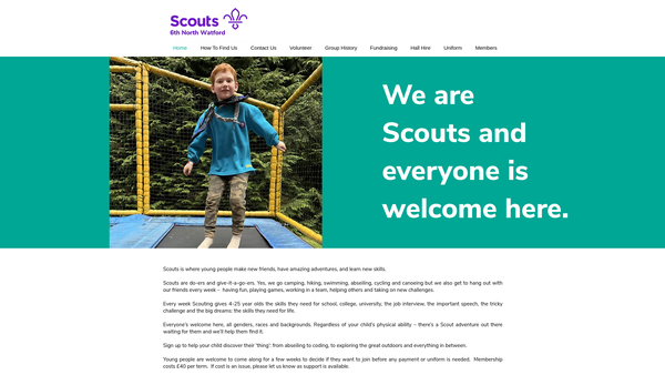 Screenshot of the 6th North Watford Scout Group website