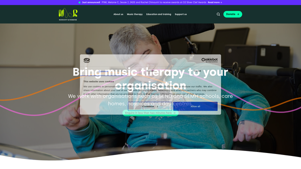 Screenshot of the Nordoff-Robbins Music Therapy website