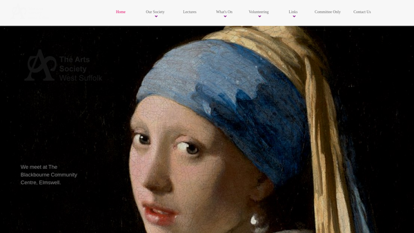 Screenshot of the The Arts Society Of West Suffolk website