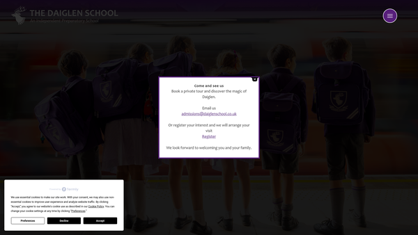 Screenshot of the The Daiglen School Parent Teacher Association website