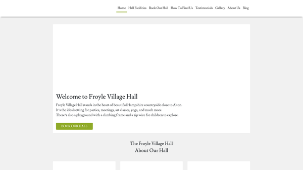 Screenshot of the The Froyle Village Hall website