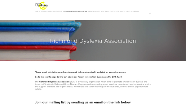 Screenshot of the Richmond Dyslexia Association website