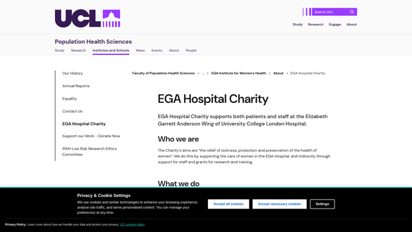 Screenshot of the The Ega Hospital Charity website