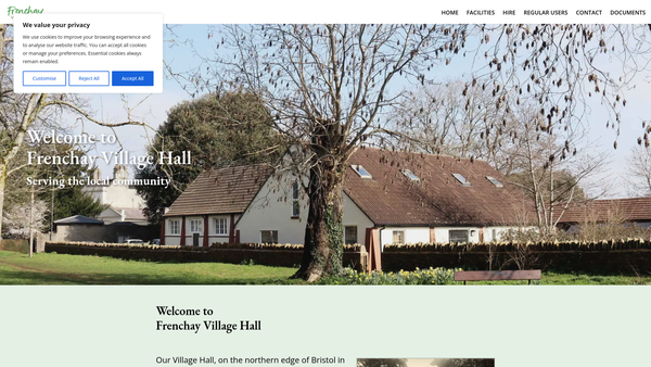Screenshot of the Frenchay Village Hall Charitable Trust website
