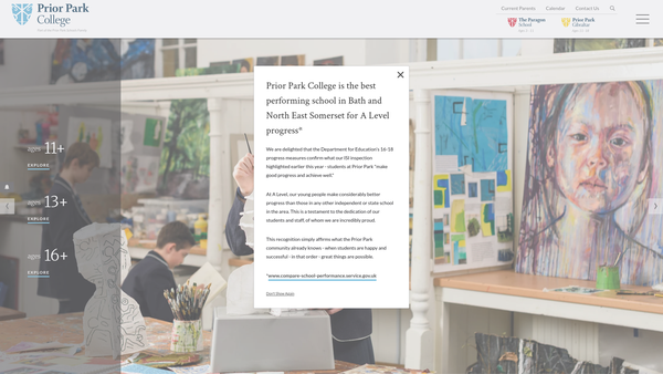 Screenshot of the Prior Park Educational Trust website