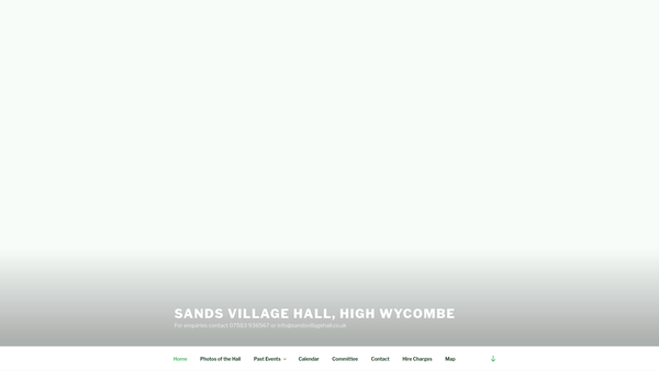 Screenshot of the Sands Village Hall website