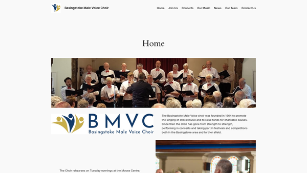 Screenshot of the Basingstoke Male Voice Choir website