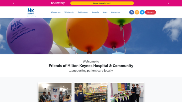 Screenshot of the Friends Of Milton Keynes Hospital And Community website