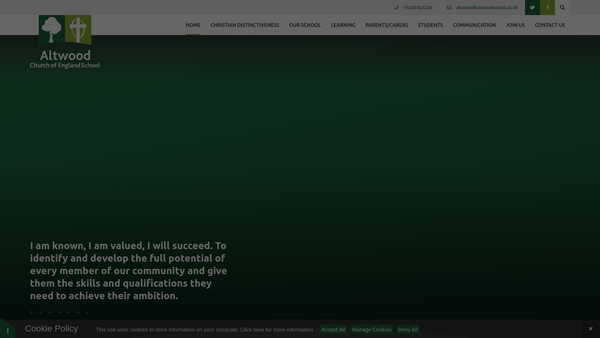 Screenshot of the The Altwood School Association website