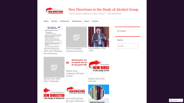 Screenshot of the New Directions In The Study Of Alcohol Group website