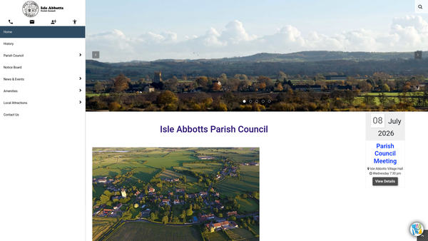 Screenshot of the Isle Abbotts Village Hall website