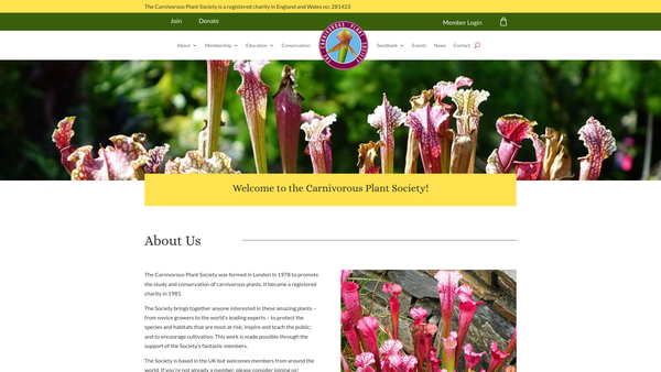 Screenshot of the The Carnivorous Plant Society website
