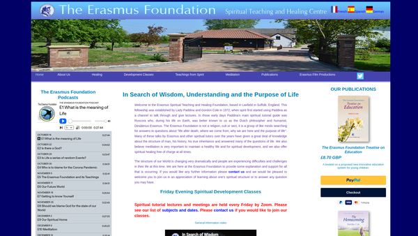 Screenshot of the The Erasmus Foundation website