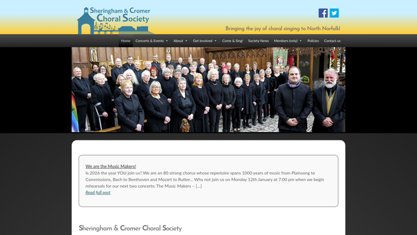 Screenshot of the Sheringham And Cromer Choral Society website