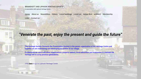 Screenshot of the Bramshott And Liphook Heritage Society website