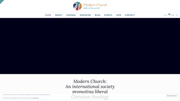 Screenshot of the Modern Church website