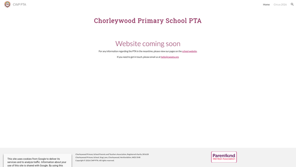 Screenshot of the Chorleywood Primary School Parents And Teachers Association website