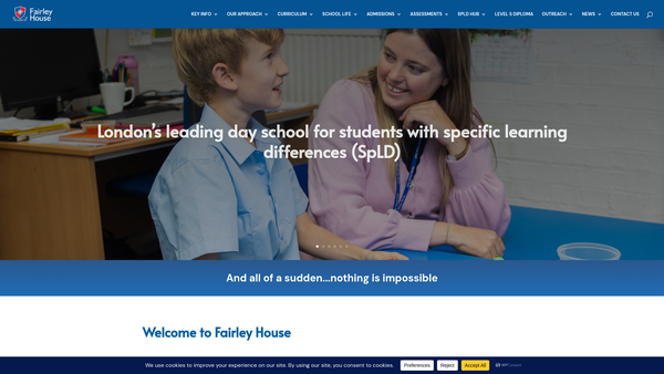 Screenshot of the Fairley House School website