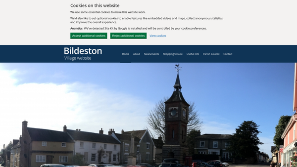 Screenshot of the Bildeston Recreation Ground website