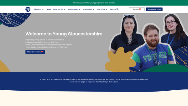 Screenshot of the Young Gloucestershire Limited website