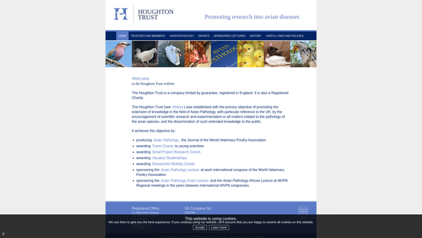 Screenshot of the The Houghton Trust Limited website
