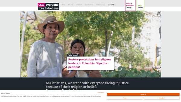 Screenshot of the Christian Solidarity International website