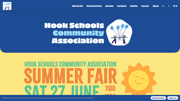 Screenshot of the Hook Schools Community Association website
