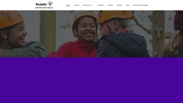 Screenshot of the 2nd Ware (St Mary's) Scout Group website