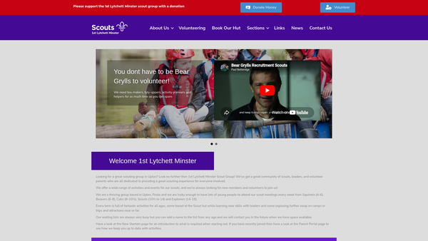 Screenshot of the 1st Lytchett Minster Scout Group website