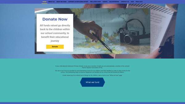 Screenshot of the Owlsmoor Parent Teacher Association website